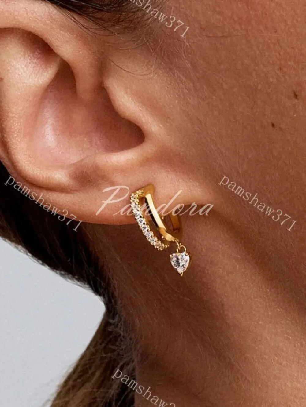 Pandora Dangling Heart Hoop Earrings